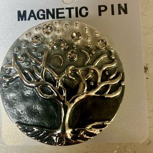 Silver Tree Magnetic Pin Brooch